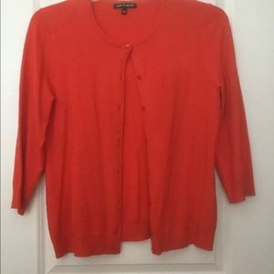 Cable and Gauge 3/4 sleeve orangish red cardigan